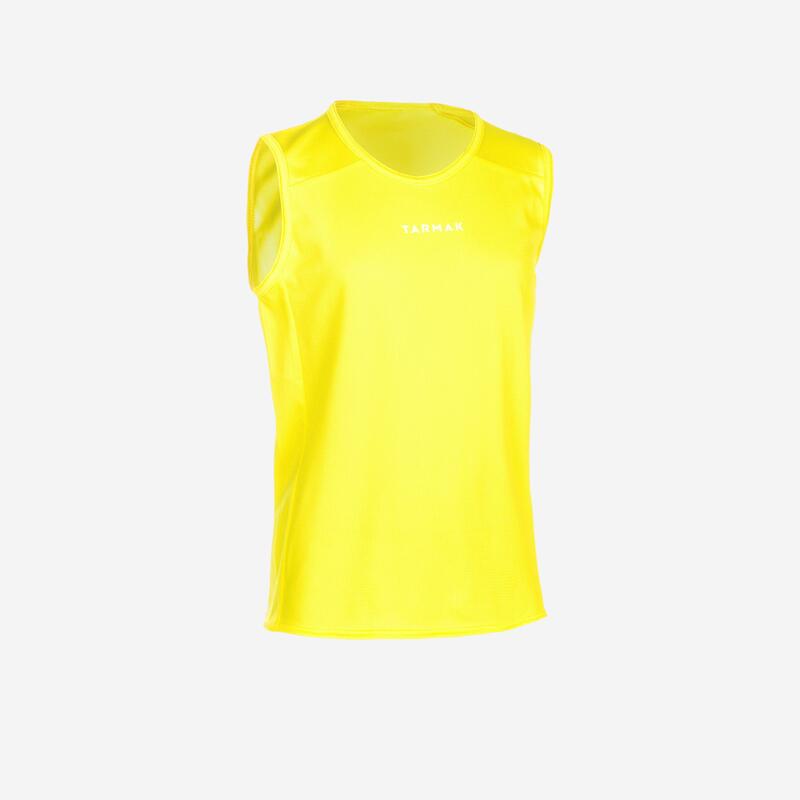 MAILLOT SANS MANCHE DE BASKETBALL POUR GARCON/FILLE DEBUTANT(E) JAUNE T100