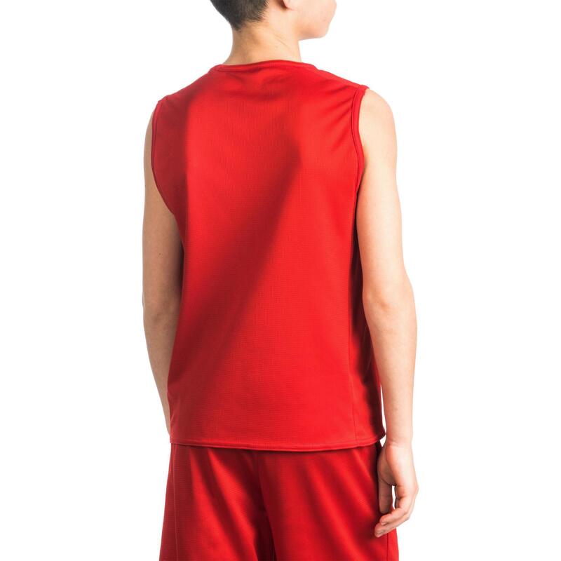 MAILLOT SANS MANCHE DE BASKETBALL POUR GARCON/FILLE DEBUTANT(E) ROUGE T100