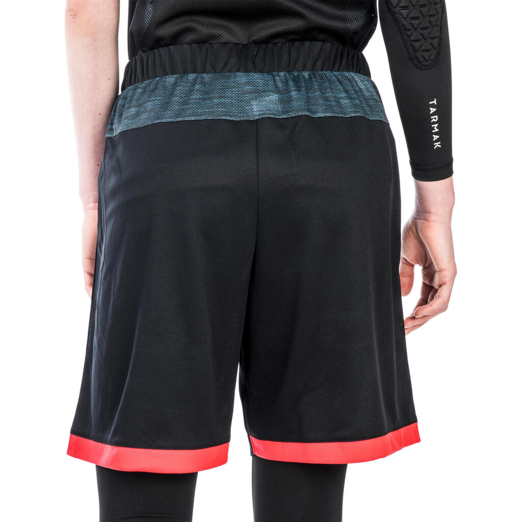 SH500 Intermediate Women's Basketball Shorts - Heathered Black/Red