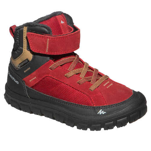 
      Detská polovysoká obuv SH500 Warm na zimnú turistiku so suchým zipsom červená
  