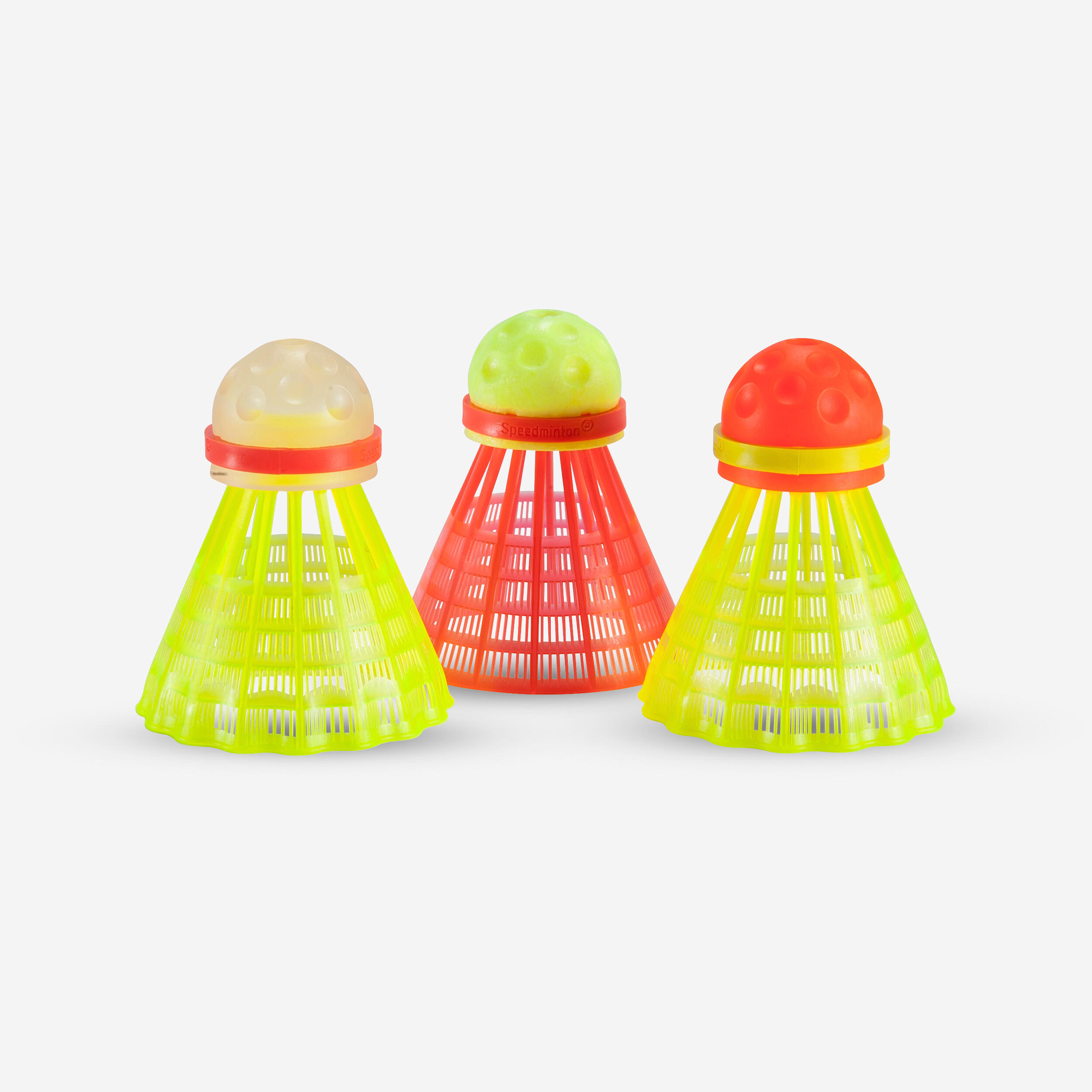 SPEEDMINTON SHUTTLECOCKS SPEEDERS RED AND YELLOW SET OF 3