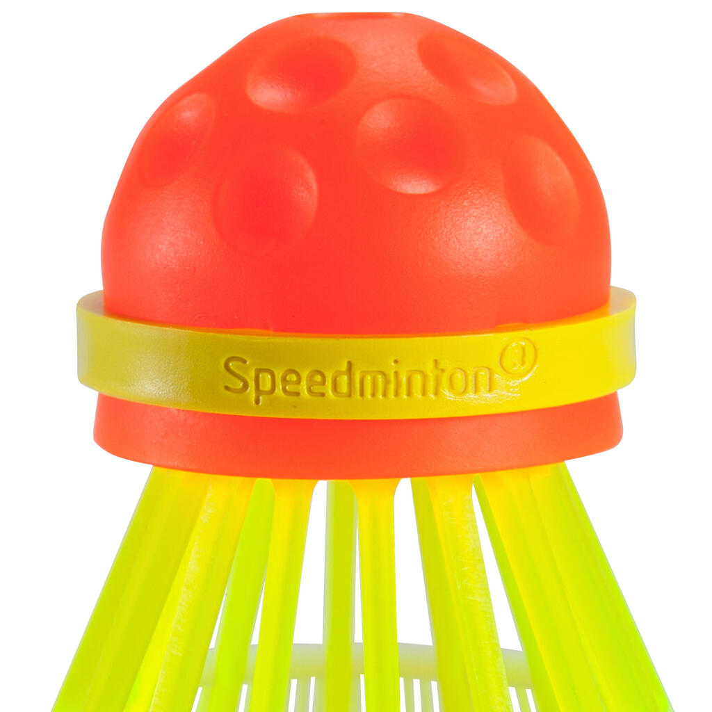 Greitojo badmintono plunksniukas „Speeders“, 3 vienetai, raudonas, geltonas