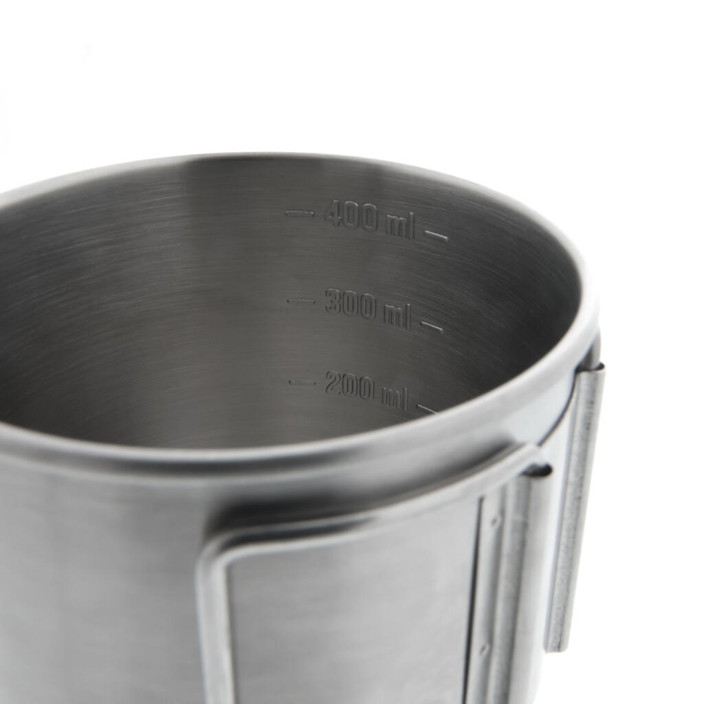 Tasse 500 acier inox 0,4L, pour la randonnée et le camping.