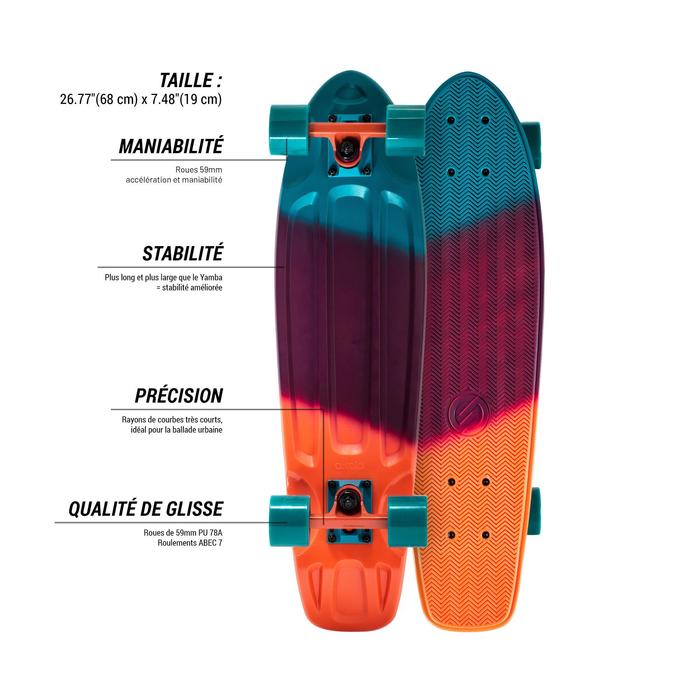Cruiser Skateboard BIG YAMBA gradiant Corail bleu Oxelo 