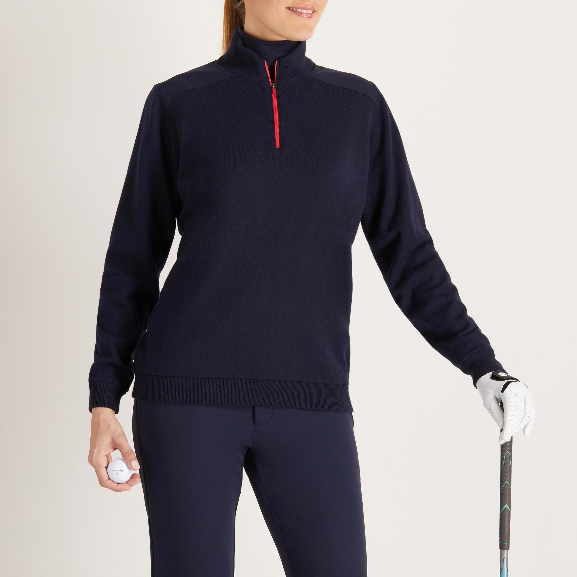 WOMEN'S COLD-WEATHER GOLF WINDBREAKER PULLOVER NAVY BLUE