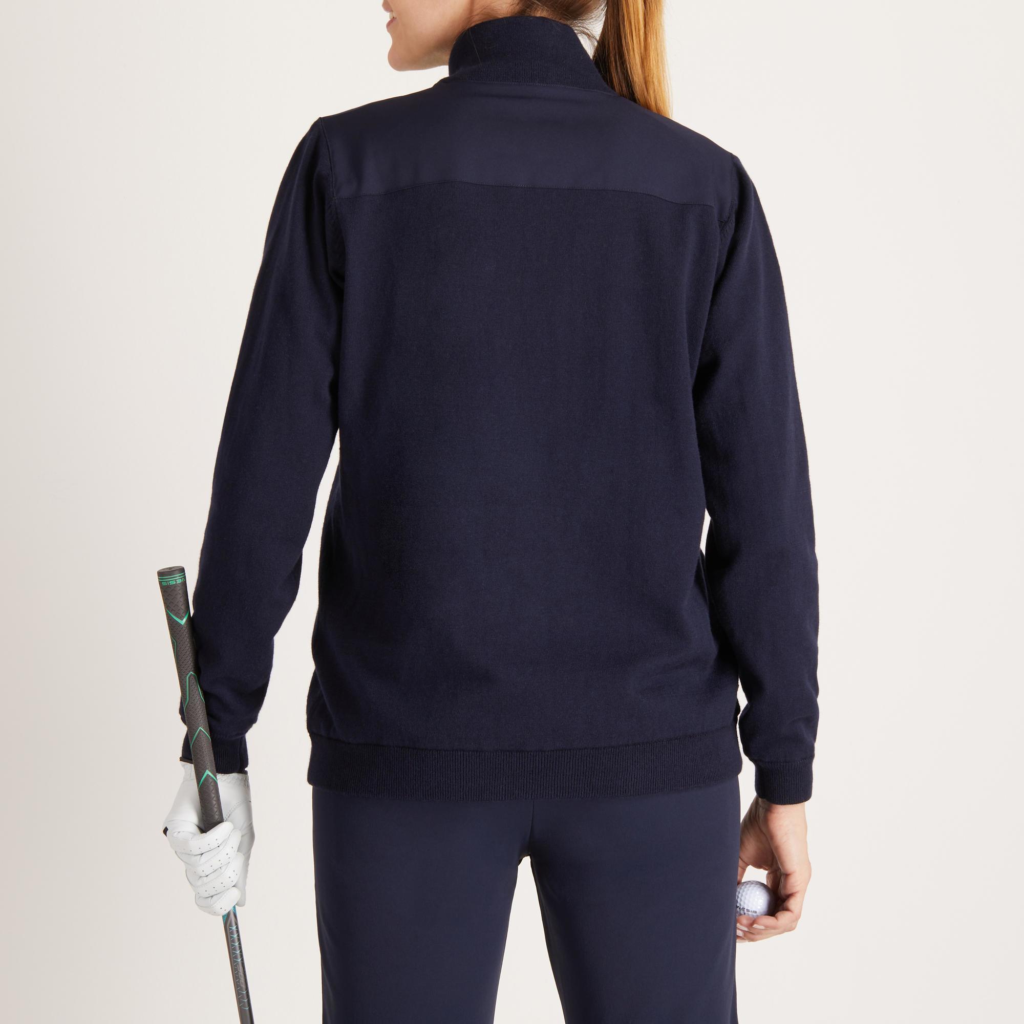 WOMEN'S COLD-WEATHER GOLF WINDBREAKER PULLOVER NAVY BLUE