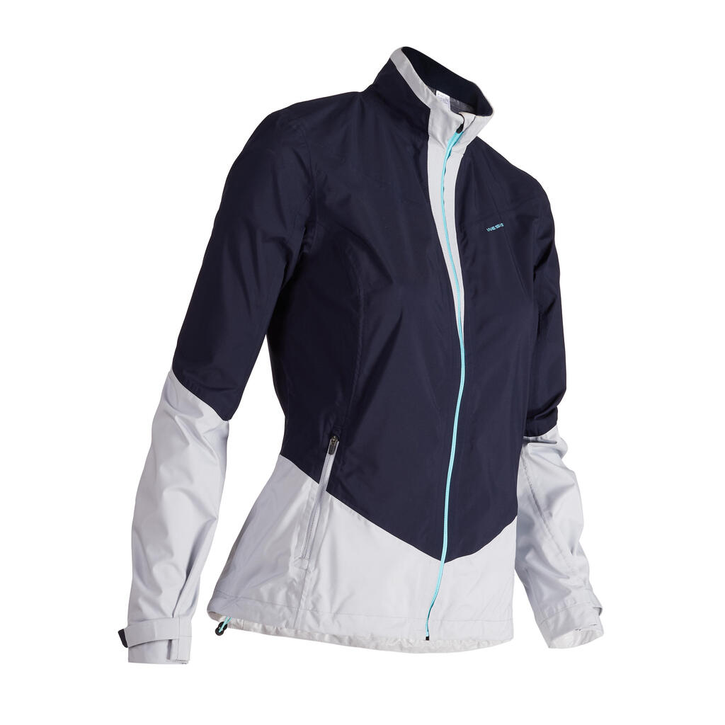 900 Women's Golf Waterproof Rain Jacket - Navy Blue and Grey