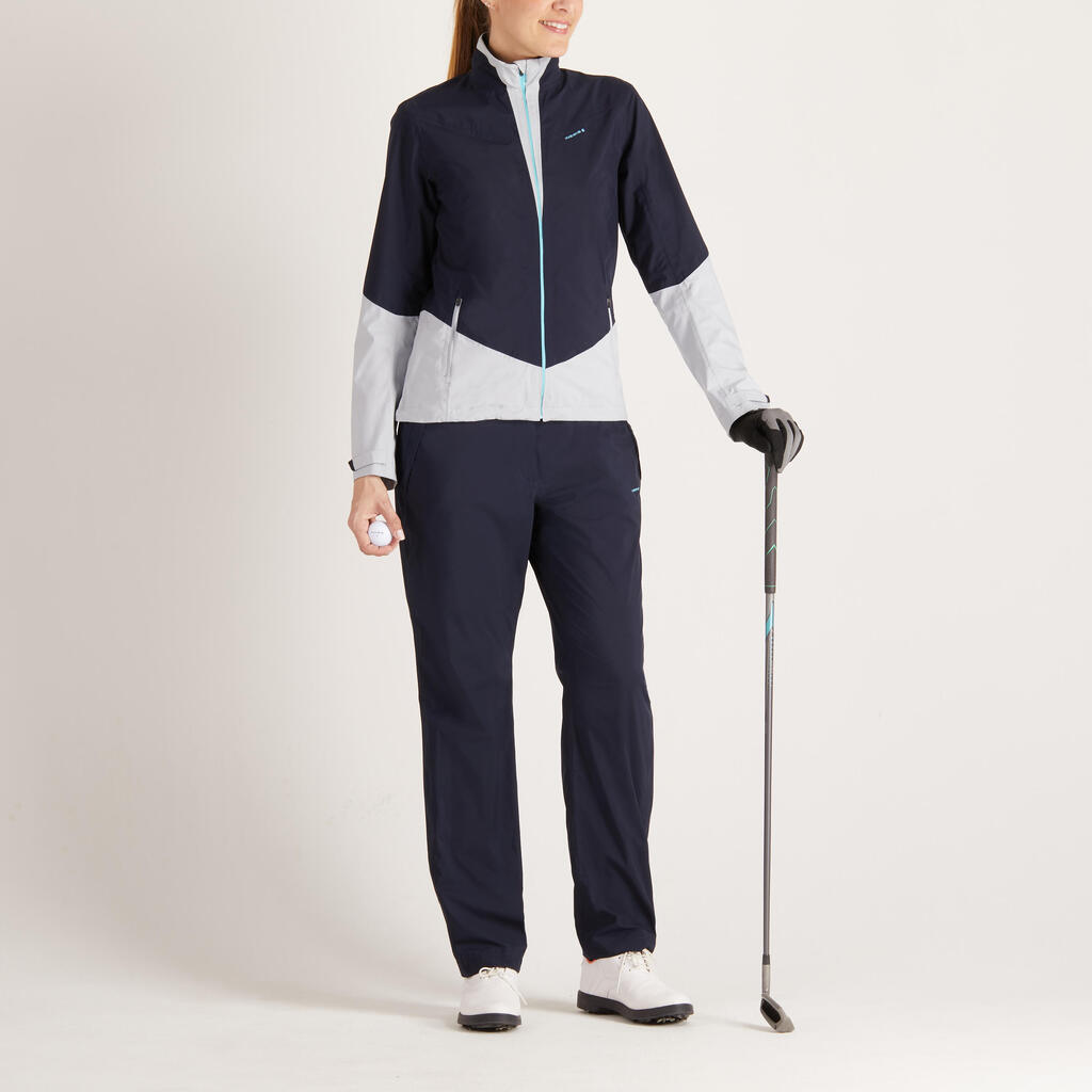 Golf Regenjacke 900 Damen marineblau/grau wasserdicht