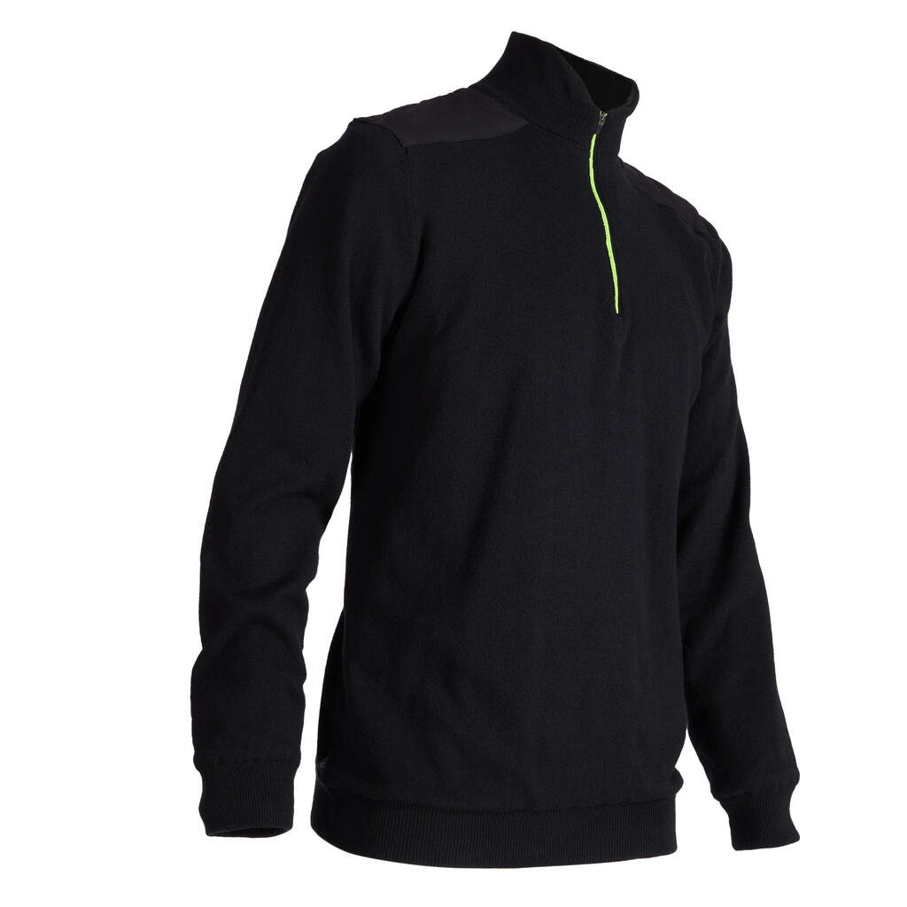 Men’s black cold-weather windstopper golfing pullover