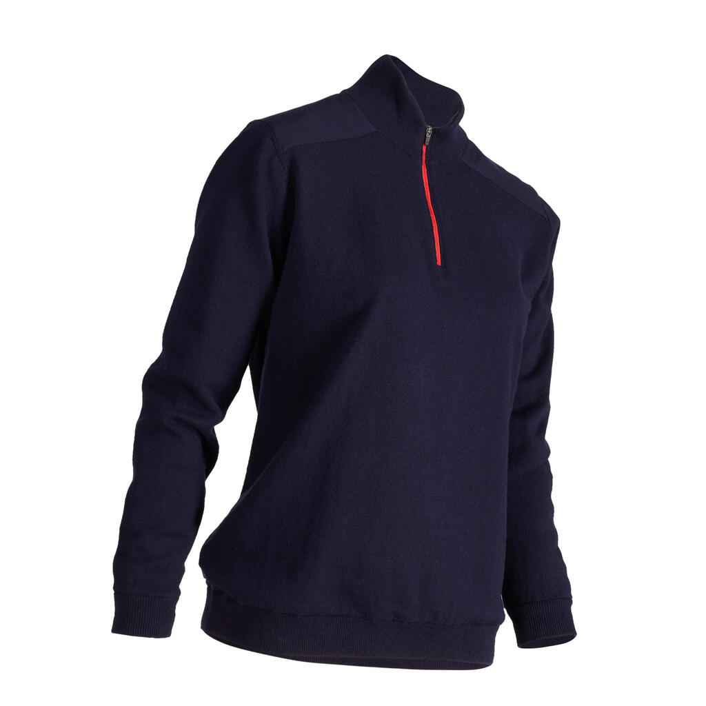 Women's navy cold-weather windproof golfing pullover