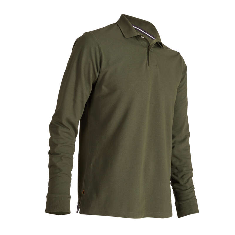 MENS MILD WEATHER GOLF CLOTHING Golf - M MW LS Polo Shirt - Khaki INESIS - Golf Clothing