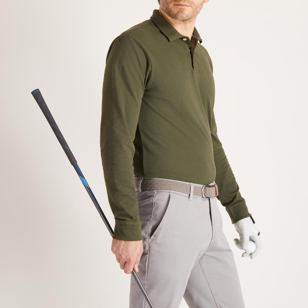 Herren Golf Poloshirt langarm - MW500 weiss