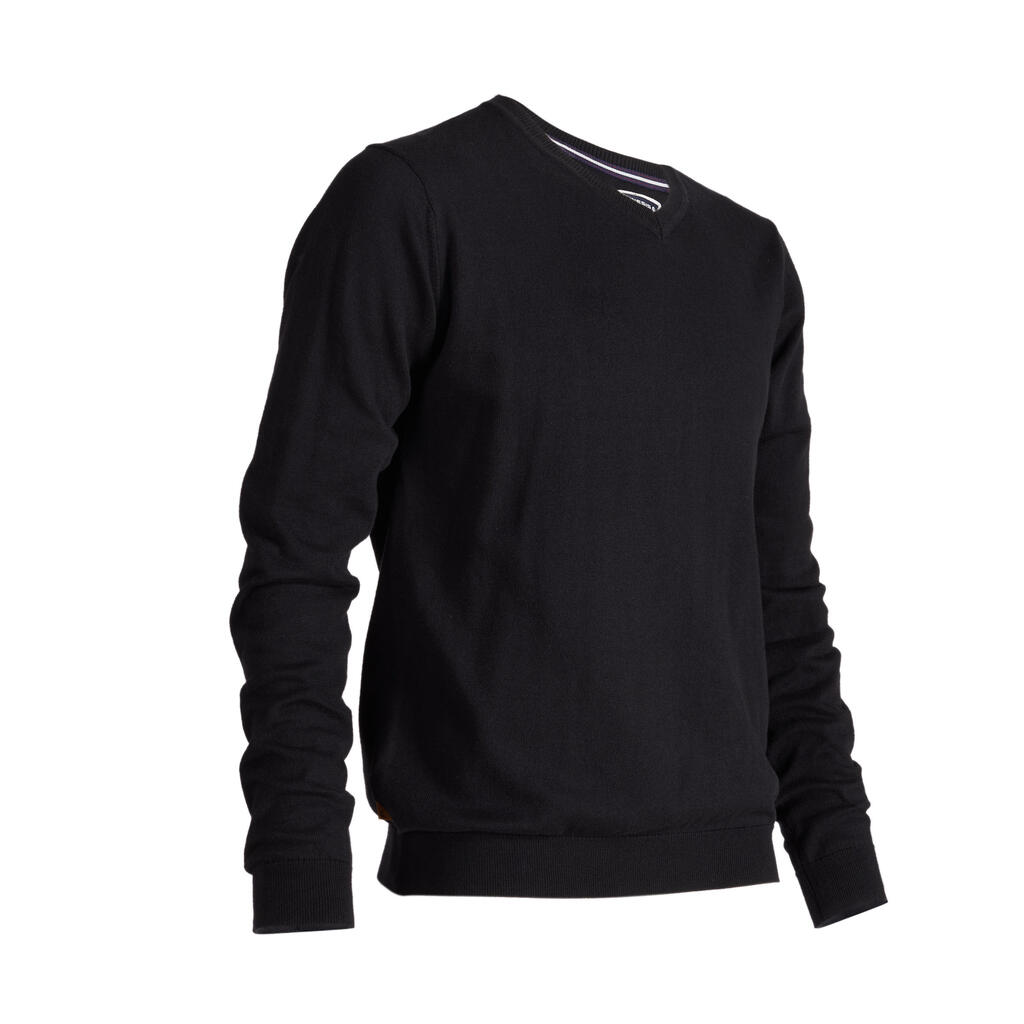 Men’s mild weather v-neck golf pullover - black
