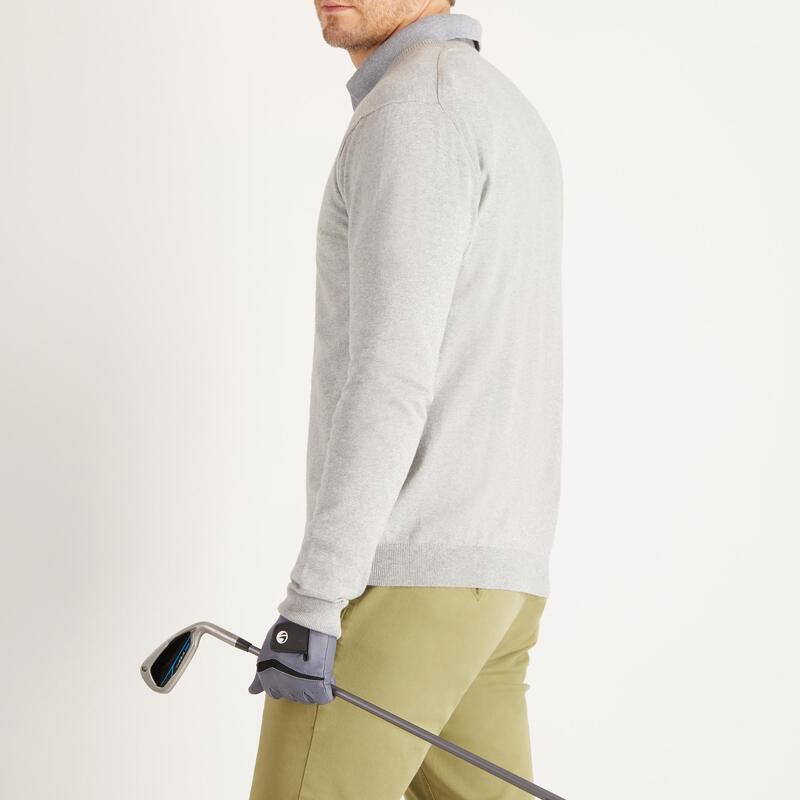 PULL GOLF COL V GRIS CHINE TEMPS TEMPERE POUR HOMME