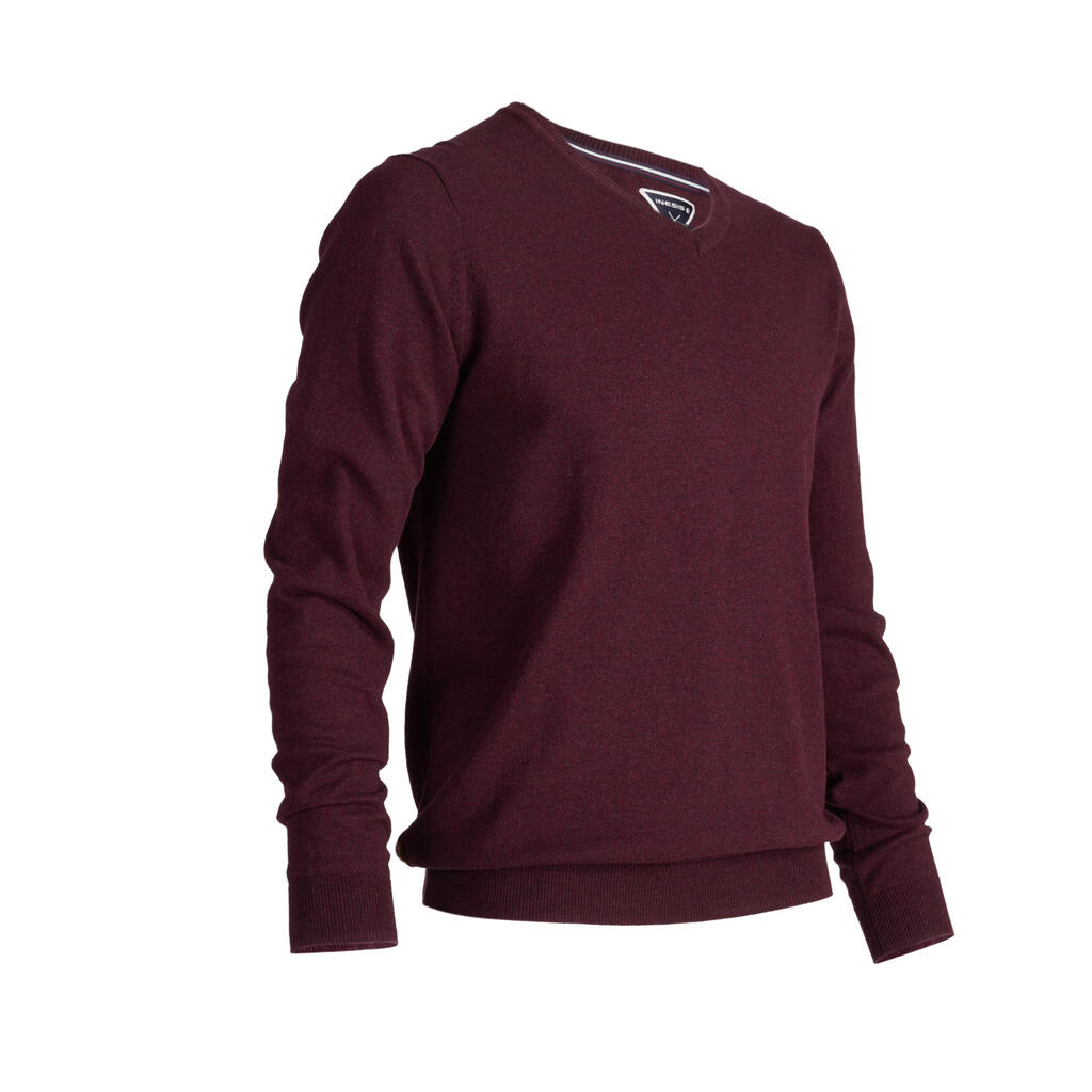 Men’s mild weather v-neck golf pullover - burgundy