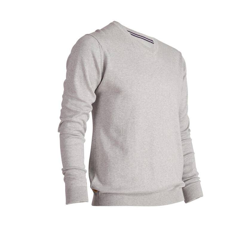 PULL GOLF COL V GRIS CHINE TEMPS TEMPERE POUR HOMME