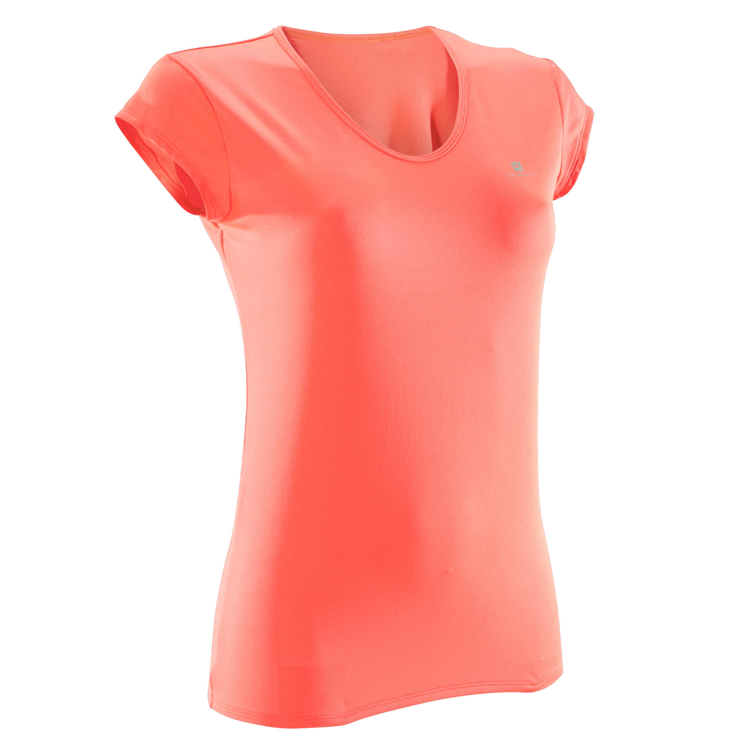 Domyos Dames T-shirt voor fitness en cardiotraining koraal 100