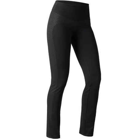 Women's Regular, Flat Stomach, Shaping Fitness Leggings 560 - Black Dots Print