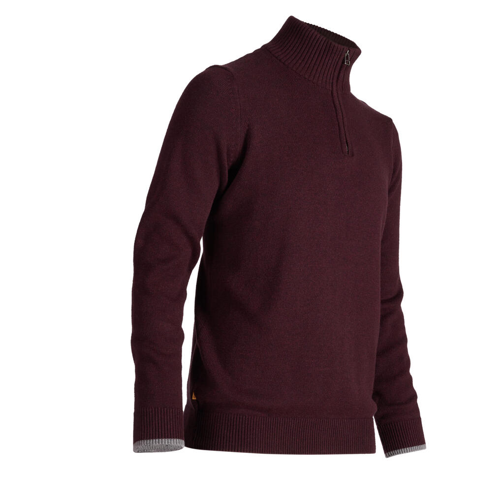 Men’s burgundy cold-weather golfing pullover