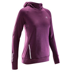 MAILLOT MANCHES LONGUES JOGGING FEMME RUN WARM HOOD BORDEAUX