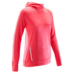 MAILLOT MANCHES LONGUES JOGGING FEMME RUN WARM HOOD CORAIL