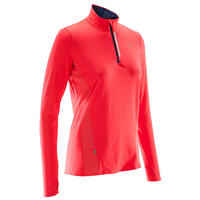 RUN DRY+ ZIP WOMEN'S LONG-SLEEVED RUNNING JERSEY CORAL