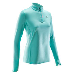 MAILLOT MANCHES LONGUES JOGGING FEMME RUN WARM VERT