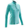 Laufshirt langarm Run Dry+ Zip Damen hellgrün