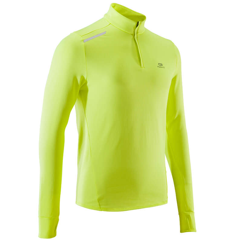 KALENJI RUN WARM MEN'S LONGSLEEVED RUNNING TSHIRT YELLOW...