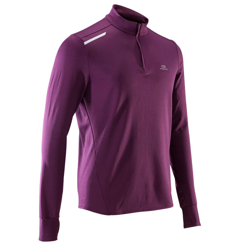 OCCASIONAL MAN JOG COLD WEATHER CLOTHES Clothing - RUN WARM MEN'S TS - burgundy KALENJI - Tops