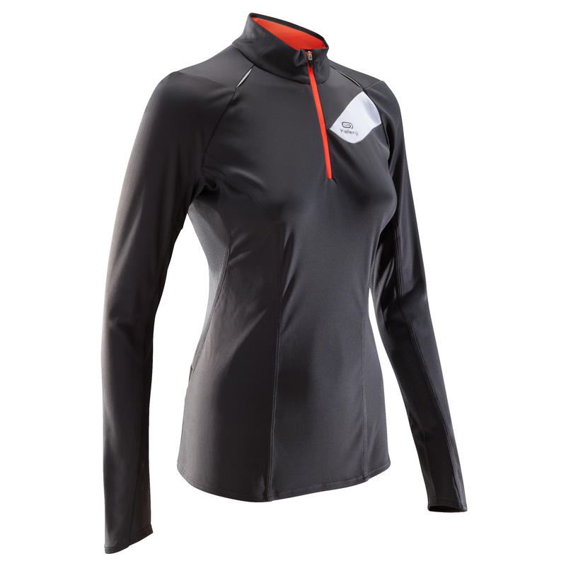 T-SHIRT MANCHES LONGUES COURSE EN SENTIER FEMME GRIS FONCÉ ROSE T-SHIRT MANCHES LONGUES COURSE EN SENTIER FEMME GRIS FONCÉ ROSE