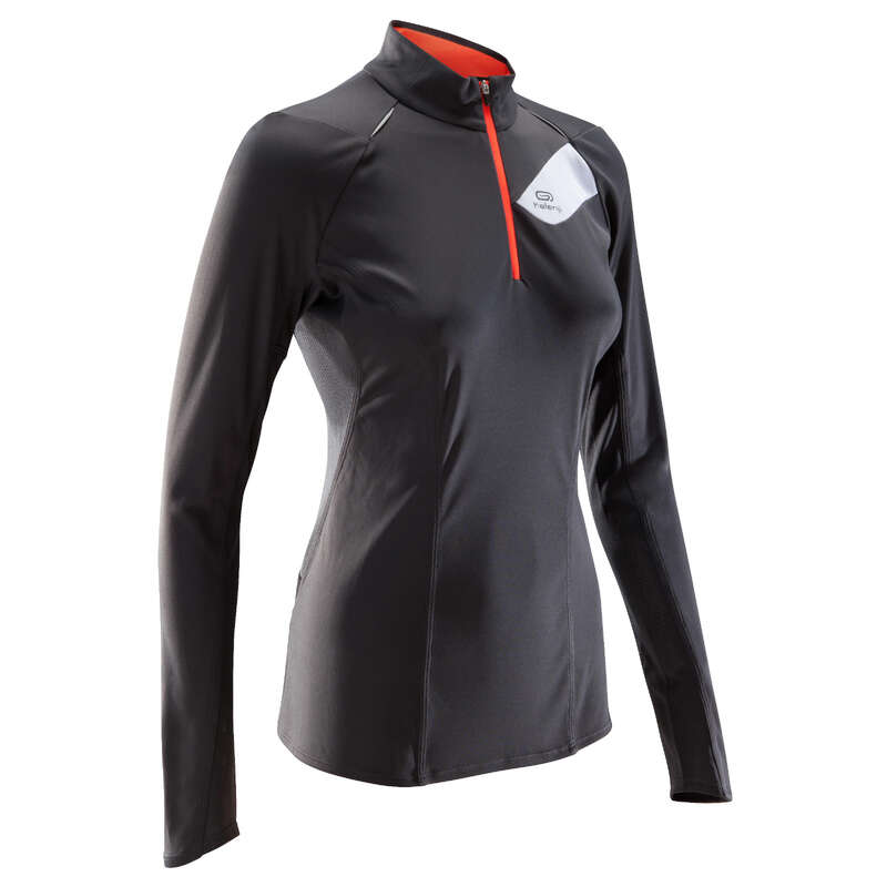 WOMAN TRAIL RUNNING CLOTHES - TRAIL LS TS W DARK GREY PINK EVADICT