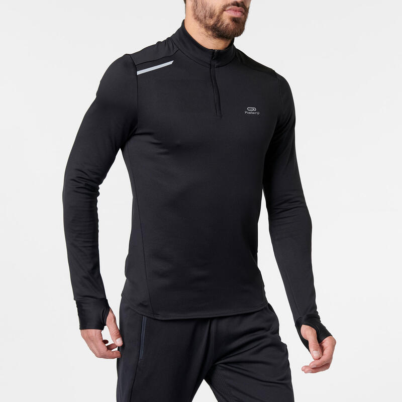 RUN WARM MEN'S LONG-SLEEVED T-SHIRT - BLACK