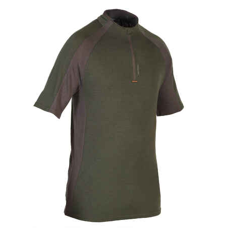 Zelena lovska volnena majica s kratkimi rokavi SG900