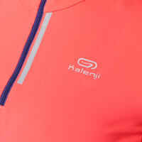 RUN DRY+ ZIP WOMEN'S LONG-SLEEVED RUNNING JERSEY CORAL