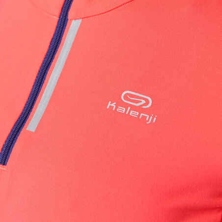 RUN DRY+ ZIP WOMEN'S LONG-SLEEVED RUNNING JERSEY CORAL