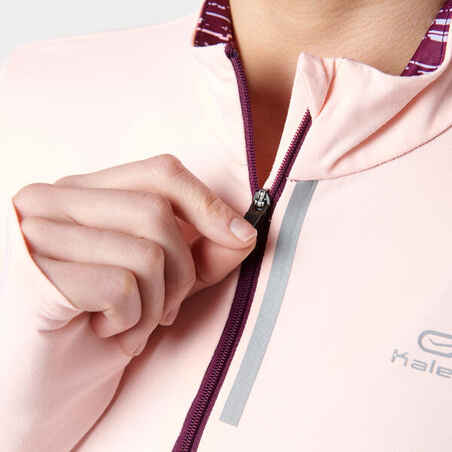 RUN DRY+ ZIP WOMEN'S LONG-SLEEVED RUNNING SHIRT - LIGHT PINK