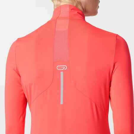 RUN DRY+ ZIP WOMEN'S LONG-SLEEVED RUNNING JERSEY CORAL