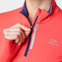 RUN DRY+ ZIP WOMEN'S LONG-SLEEVED RUNNING JERSEY CORAL