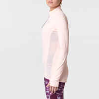 RUN DRY+ ZIP WOMEN'S LONG-SLEEVED RUNNING SHIRT - LIGHT PINK