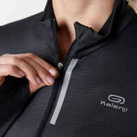 Women's Running ½-Zip Long-Sleeved T-Shirt Dry+ - black