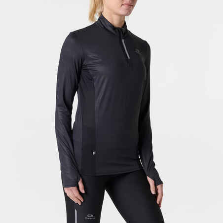 Women's Running ½-Zip Long-Sleeved T-Shirt Dry+ - black