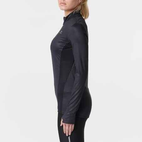 Women's Running ½-Zip Long-Sleeved T-Shirt Dry+ - black