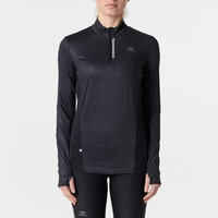 Women's Running ½-Zip Long-Sleeved T-Shirt Dry+ - black