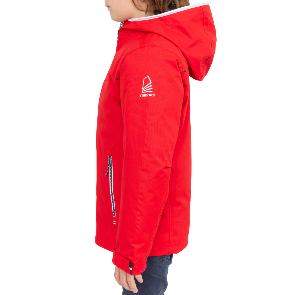 100 Kids' Waterproof Sailing Oilskin - Red