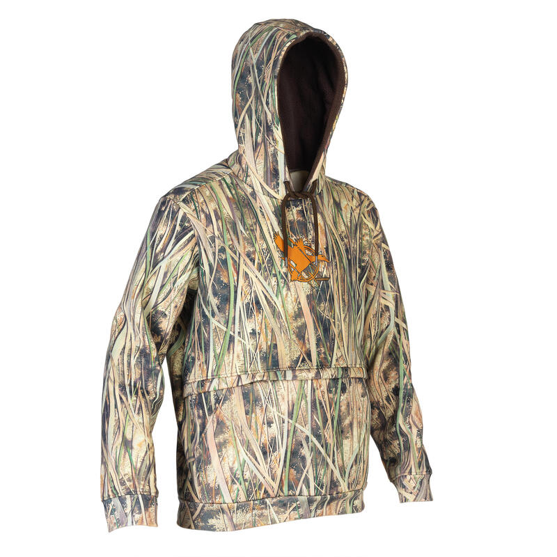 Sweat chasse capuche chaud 500 camouflage marais