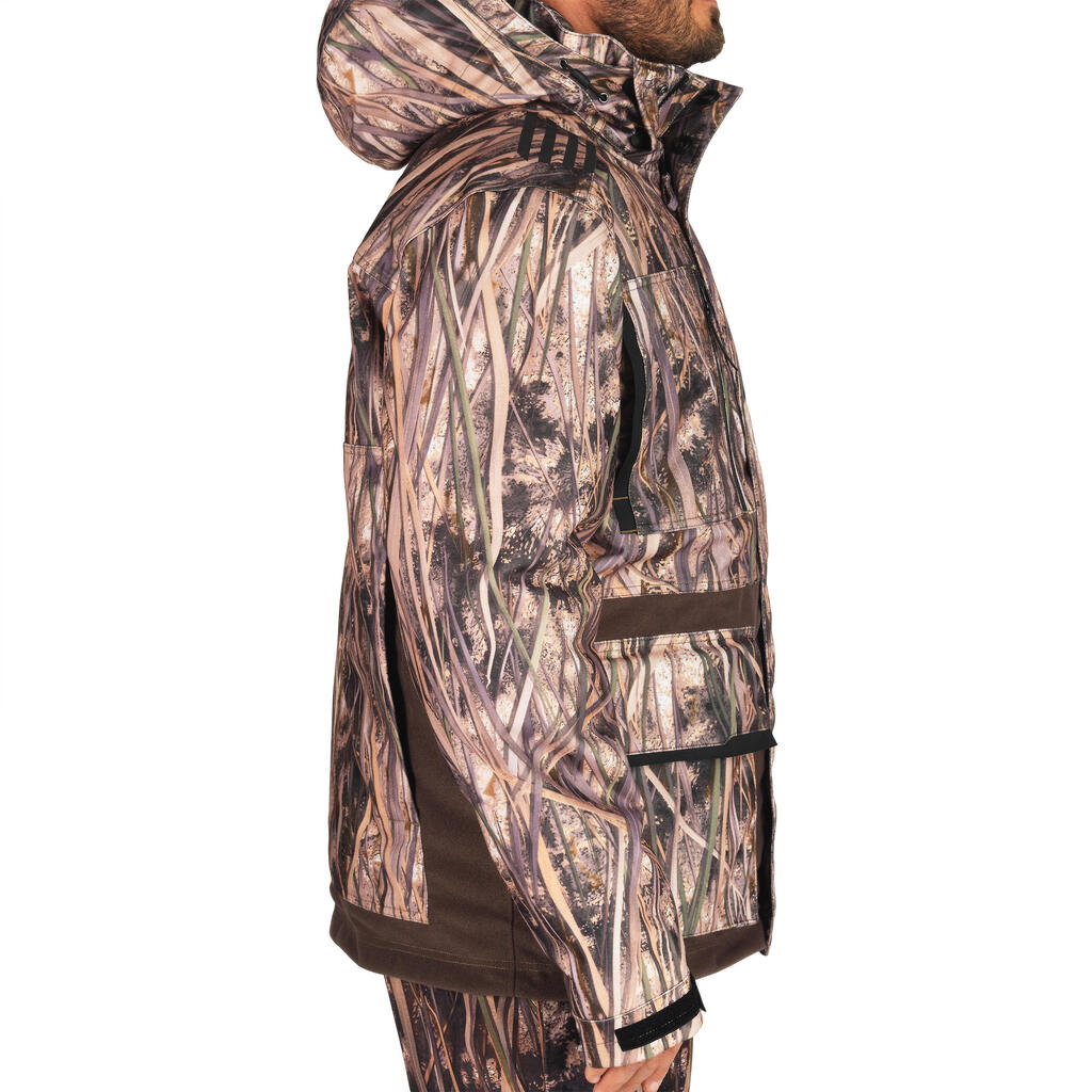 500 Warm and Waterproof Hunting Jacket - Wetlands Camo