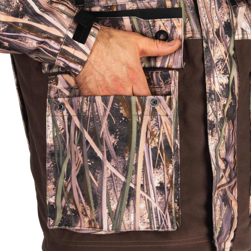 Veste chasse chaude et imperméable 500 camouflage marais