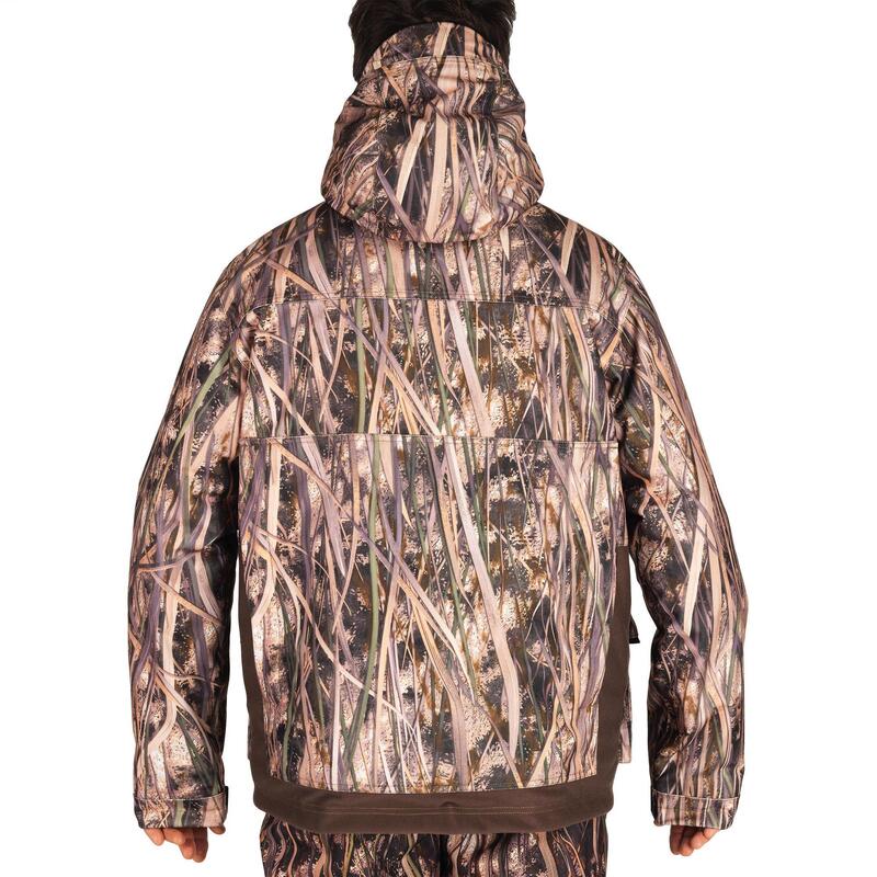 Veste chasse chaude et imperméable 500 camouflage marais