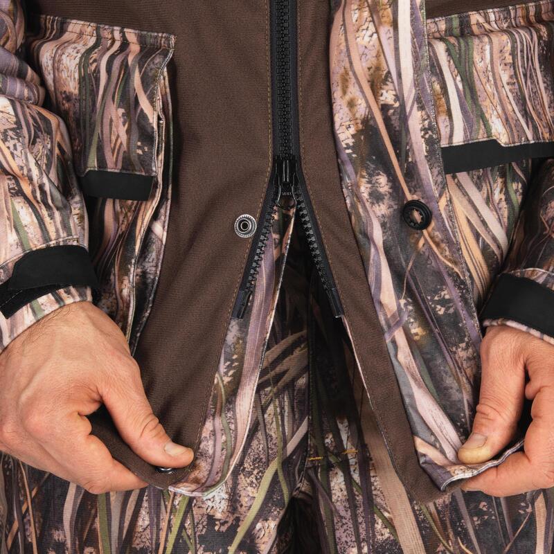 Veste chasse chaude et imperméable 500 camouflage marais